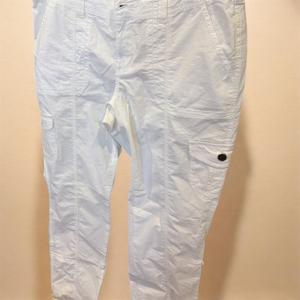Boston Proper White Cargo Pants with Utility Pockets